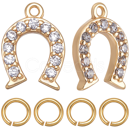 10Pcs Brass Micro Pave Clear Cubic Zirconia Charms KK-CN0002-85-1