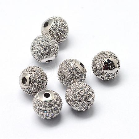 Rack Plating Brass Cubic Zirconia Beads ZIRC-S001-10mm-A02-1