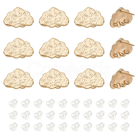 12Pcs Cloud Shape Brass Stud Earring Findings KK-GO0001-65-1