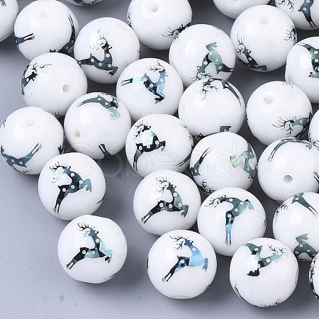 Christmas Opaque Glass Beads X-EGLA-R113-03E-1