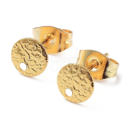 201 Stainless Steel Flat Round Stud Earring Findings STAS-K259-18A-G-1