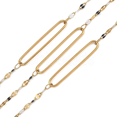 304 Stainless Steel Enamel Dapped Chain Oval Link Chains CHS-K021-15G-04-1