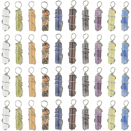 40Pcs 10 Styles Natural Mixed Gemstone Pendants G-SC0003-10-1