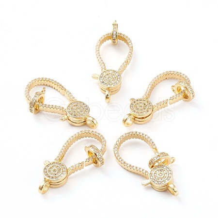 Brass Micro Pave Clear Cubic Zirconia Lobster Claw Clasps ZIRC-I043-35G-1