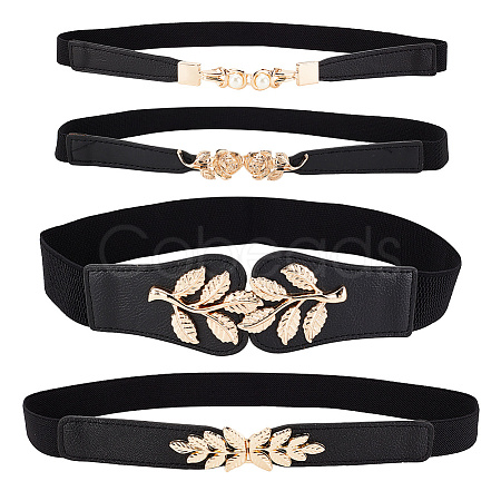 4Pcs 4 Style Imitation Leather Elastic Chain Belt AJEW-GA0006-22B-1