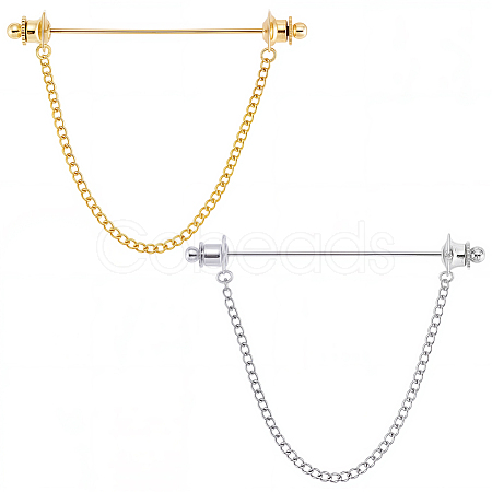 2Pcs 2 Colors Brass Tie Clip AJEW-CY0002-71-1