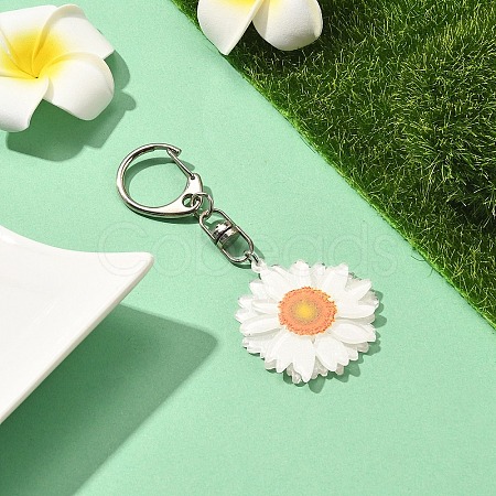 Acrylic Daisy Pendant Decoration HJEW-YW00028-01-1