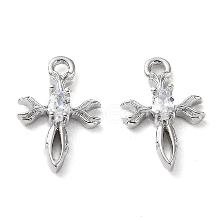 Rack Plating Brass Micro Pave Cubic Zirconia Pendants KK-K333-78P-1