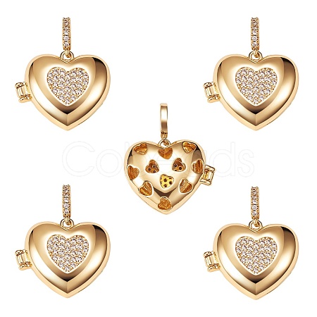 Brass Micro Pave Clear Cubic Zirconia Diffuser Locket Pendants ZIRC-SZ0003-60-1