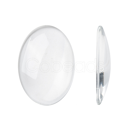Transparent Oval Glass Cabochons X-GGLA-R022-35x25-1