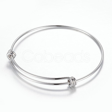 Tarnish Resistant Adjustable 304 Stainless Steel Expandable Bangle Making LS-BJEW-H510-01P-1