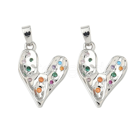 Brass Micro Pave Clear Cubic Zirconia Pendants KK-B139-03P-1