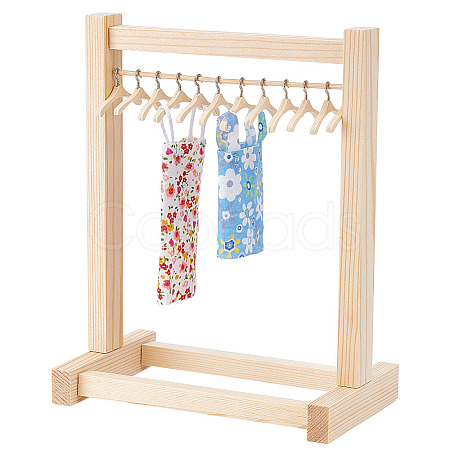 AHADEMAKER 1 Set Wood Doll Garment Rack Sets DJEW-GA0001-37-1