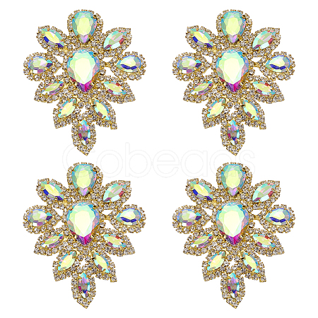 4Pcs Teardrop Shape Hotfix Rhinestone Iron on Patches PATC-FG0002-25B-1
