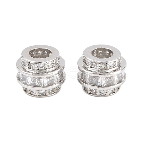 Brass Micro Pave Clear Cubic Zirconia European Beads KK-B186-19P-1