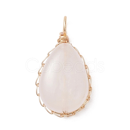 Natural Rose Quartz Pendants PALLOY-JF04776-01-1