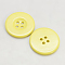 Resin Buttons, Dyed, Flat Round, Yellow, 25x3mm