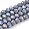 Electroplate Opaque Solid Color Glass Beads Strands, Half Rainbow Plated, Faceted, Rondelle, Light Grey, 2.5x1.5mm, Hole: 0.4mm, about 150~155pcs/strand, 32~33cm