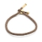 Cotton Cord Bracelets, with Brass Finding, Long-Lasting Plated, Real 24K Gold Plated, Tan, 8-1/2 inch(21.5cm)~9 inch(23cm)