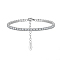 Rhodium Plated Real Platinum Plated 925 Sterling Silver Link Chain Bracelet, Cubic Zirconia Tennis Bracelets, with S925 Stamp, Clear, 6-5/8 inch(16.8cm)