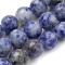 Natural Brazil Blue Spot Jasper Beads Strands, Round, 8mm, Hole: 1mm, about 45~48pcs/strand, 15.7 inch