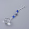 Faceted Crystal Glass Ball Chandelier Suncatchers Prisms, with Alloy Beads, Blue, 190mm