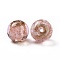 Handmade Gold Sand Lampwork Beads, Round, Pink, 14.5x13.5~14mm, Hole: 1.6~2mm