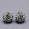 Czech Glass Rhinestones Beads, Polymer Clay Inside, Half Drilled Round Beads, 215_Black Diamond, PP9(1.5.~1.6mm), 8mm, Hole: 1mm