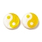 Printed Natural Freshwater Shell Beads, Yin Yang Flat Round Beads, Gold, 15x3~3.5mm, Hole: 0.7mm