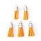 Faux Suede Tassel Pendant Decorations, with CCB Plastic Cord Ends, Platinum, 33~35x10mm, Hole: 2.5mm