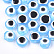 Resin Beads, Flat Round, Evil Eye, Light Sky Blue, 10~11x5~7mm, Hole: 2mm