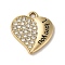 Alloy Rhinestone Pendants, Enamel Style, Heart with Word I Love You, for Valentine's Day, Black, 19.5x17.5x2mm, Hole: 1.8mm