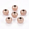 Ion Plating(IP) 304 Stainless Steel Textured Beads, Round, Rose Gold, 8x6~6.5mm, Hole: 2.5mm