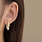 Two Tone Brass Front Back Stud Earrings with 925 Sterling Silver Pins, Teardrop, Golden & Silver, 22.5x7mm