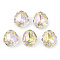 K9 Glass Rhinestone Cabochons, Pointed Back & Back Plated, Faceted, Teardrop, Jonquil, 14x12x6mm