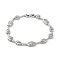 Brass Link Chain Bracelets, Clear Cubic Zirconia Tennis Bracelet, Platinum, 7-5/8 inch(19.4cm)