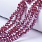 Electroplate Glass Beads Strands, Pearl Luster Plated, Faceted, Rondelle, Medium Violet Red, 2.9~3.3x2mm, Hole: 0.8mm, about 145~150pcs/strand, 34~35cm