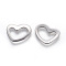 Tarnish Resistant 201 Stainless Steel Linking Rings, Heart, Stainless Steel Color, 16x18x1mm