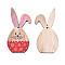 Single-Sided Printed Wood Big Pendants, Rabbit Charm, Cerise, 97x45x2.5mm, Hole: 3.5mm