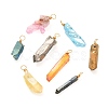 Electroplated Natural Quartz Crystal Pendants PALLOY-JF01009-1