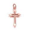 Brass Micro Pave Cubic Zirconia Pendants ZIRC-P060-21RG-2