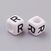 Letter R White Cube Letter Acrylic Beads X-PL37C9308-R-2