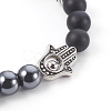 Natural Lava Rock and Black Agate(Dyed) Stretch Bracelets BJEW-JB04006-04-2