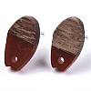 Opaque Resin & Walnut Wood Stud Earring Findings MAK-N032-010A-B03-2