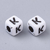 White Opaque Acrylic Beads X-MACR-R869-02K-2