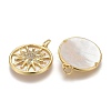 Brass Micro Pave Clear Cubic Zirconia Shell Pendants ZIRC-Z001-04G-2