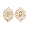 Brass Pave Clear Glass Connector Charms KK-Q811-02KCG-1