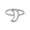 Non-Tarnish 201 Stainless Steel Crescent Moon Finger Ring RJEW-J051-37P-2