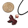 Dyed Synthetic Turquoise Horse Pendant Black Waxed Cord Necklaces NJEW-JN05430-02-3