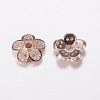 Brass Micro Pave Cubic Zirconia Bead Cap ZIRC-G122-50RG-RS-1